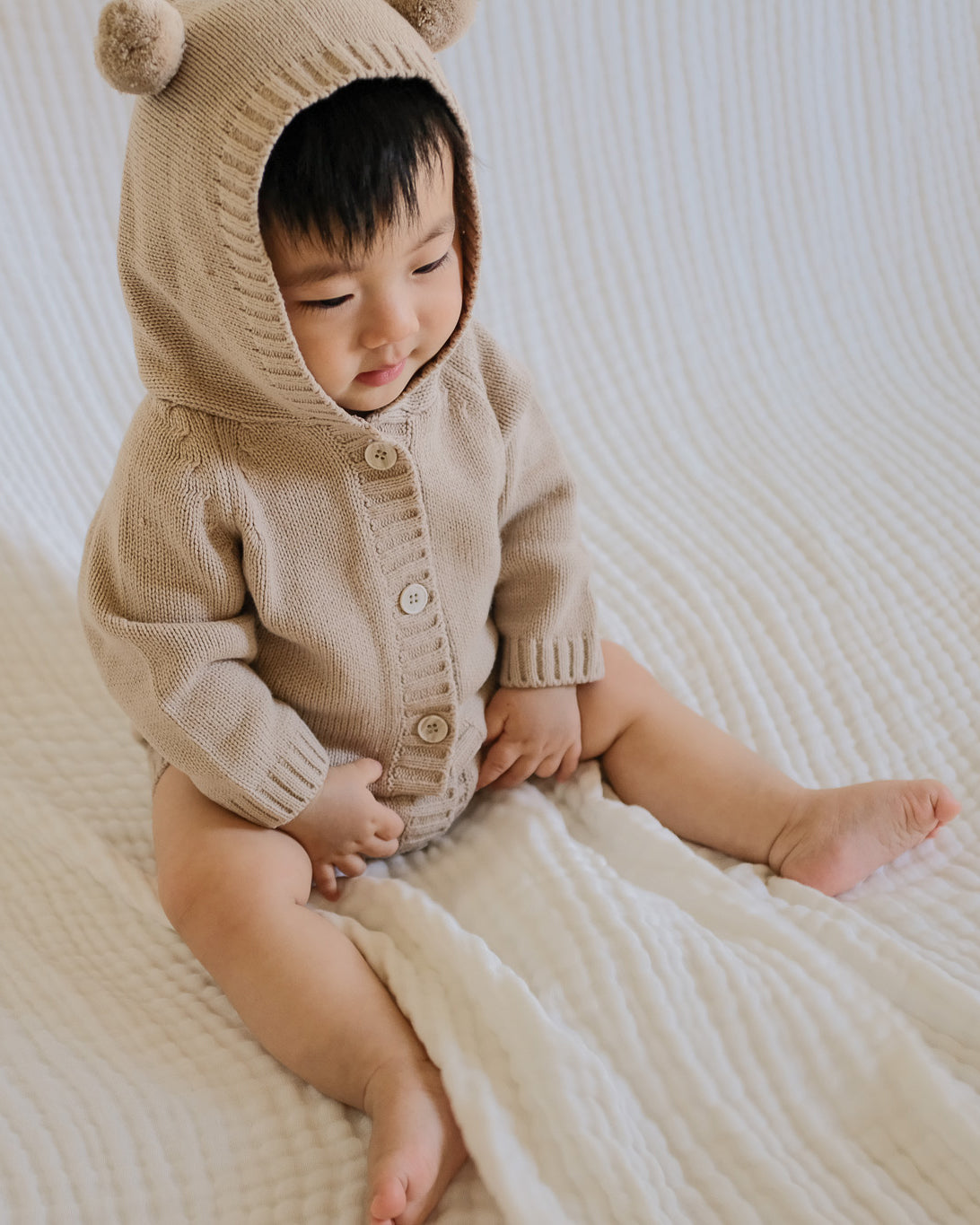 Beige Bear Knit Suit